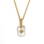 Rectangle Star Transparent 18K Gold Stainless Steel Anti Tarnish Pendant Chain Necklace For Women