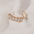 Elegant Floral Leaf Heart Gold Silver Rhinestone Left Ear Cuff Earrings Bulk