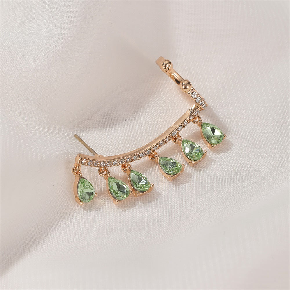 Elegant Floral Leaf Heart Gold Silver Rhinestone Left Ear Cuff Earrings Bulk