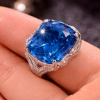 Premium Cushion Shape Silver CZ Copper Anti Tarnish Cocktail Ring Bulk