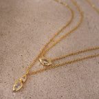 Oval Solitaire CZ 18K Gold Anti Tarnish Necklace Pendant Chain Bulk