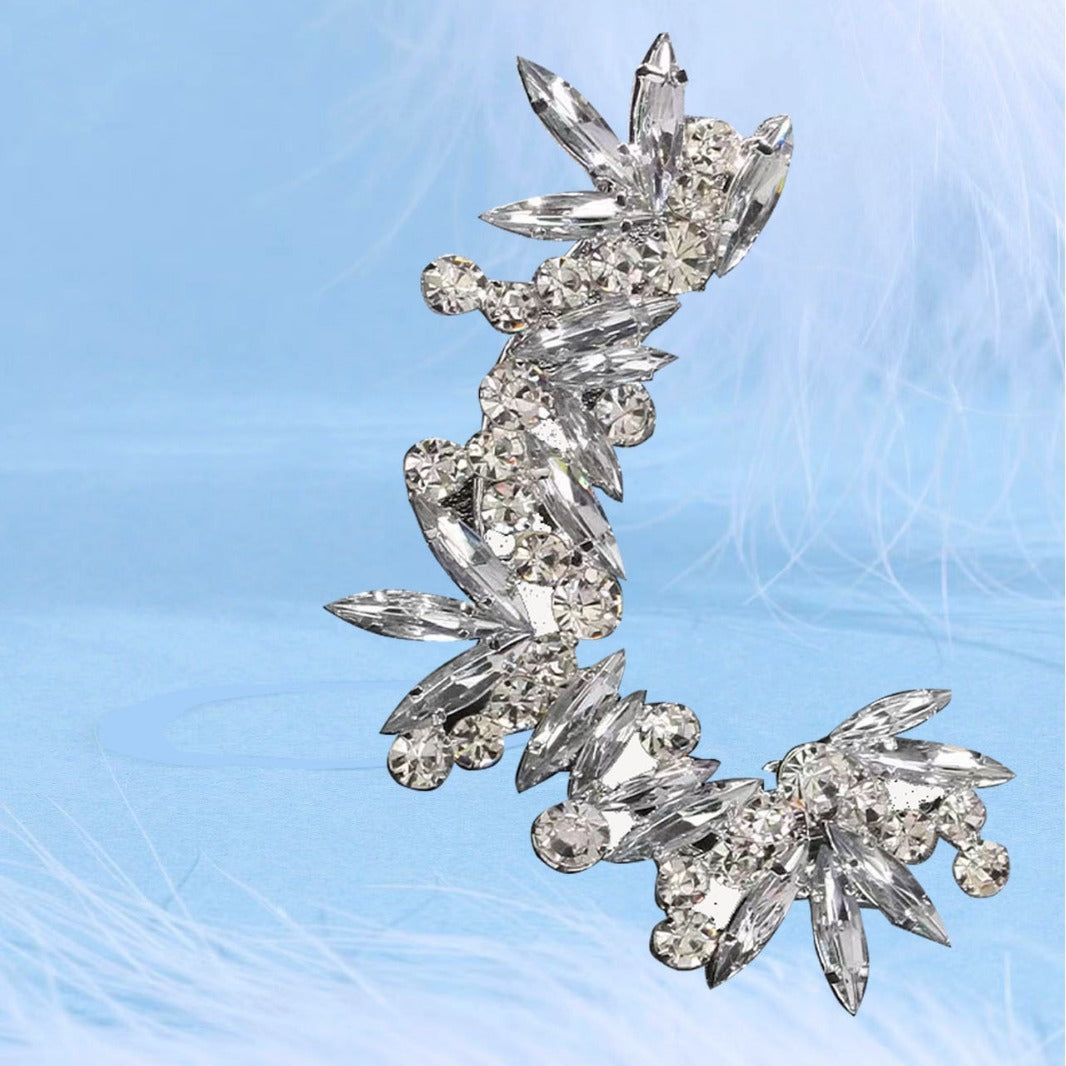 Silver Sparkle Cubic Zirconia Anti Tarnish Ear Clip Ear Cuff Earring Single(Right Ear) For Women Secondary image