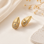 Wholesale Gold Plated Heart Star CZ Anti-Tarnish Copper Stud Earrings