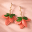 Bulk Pink Green Flower Gold Plated Plain Dangler Earrings For Women