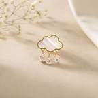 Pink Cloud Style Gold Plated CZ Mother Of Pearl Copper Brooch Bulk