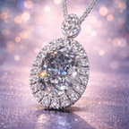 Premium Oval Shape Silver CZ Anti Tarnish Copper Pendant Chain Bulk