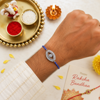 Nazar Protection Evil Eye Silver Plated CZ Thread Rakhi For Men Bulk