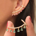 Elegant Floral Leaf Heart Gold Silver Rhinestone Ear Cuff Earrings Bulk