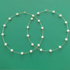 Wholesale Pearl Gold Plated Anti-Tarnish Copper Hoop Earrings