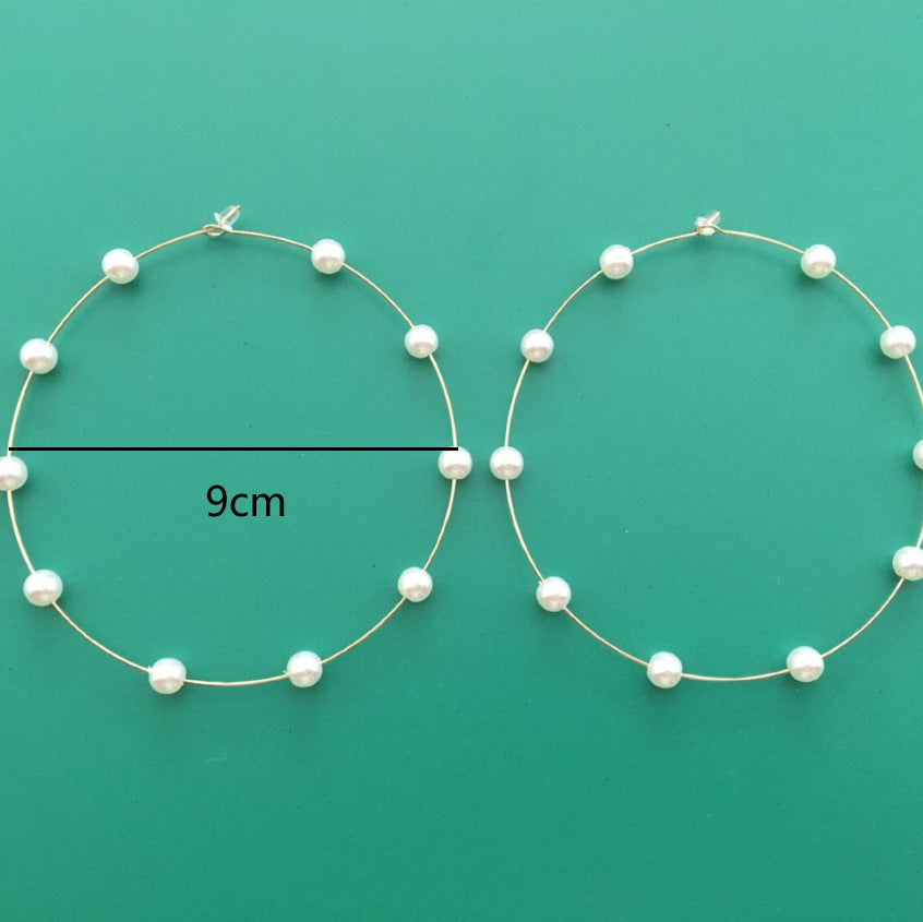 Wholesale Pearl Gold Plated Anti-Tarnish Copper Hoop Earrings