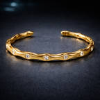 Bulk Wave Style Gold Silver CZ Anti Tarnish Stainless Steel Bracelet