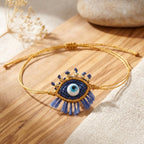 Multi Color Evil Eye Gold Beads Fabric Bracelet For Women Bulk