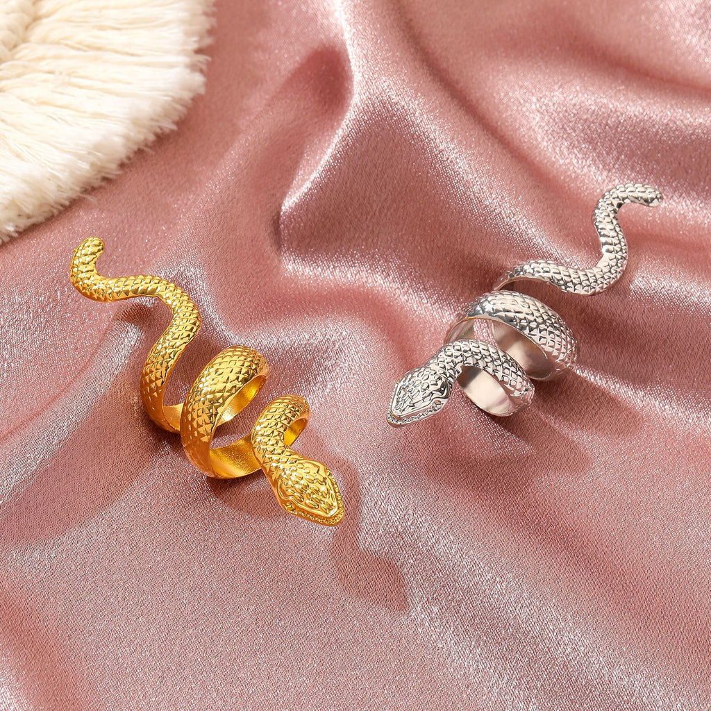Snake Long 18K Gold Plated Anti Tarnish Free Size Ring For Women Bulk