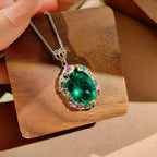 Multi Color Elegant Emerald Oval Gold Silver Copper Necklace Combo Bulk