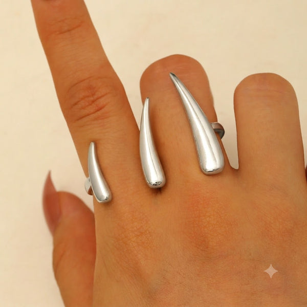 Modern Sculptural Spike Silver Plated Plain Alloy Cocktail Ring Bulk Main image