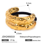 European and American Internet Celebrant Trend Stainless Steel 18k Gold Double-layer Hammer Hair Ring Cross-border Niche High-grade Exaggerated Hair Accessories Hair Rope