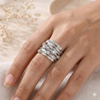 Luxury Rustic Style Silver CZ Copper Anti Tarnish Ring For Women Bulk