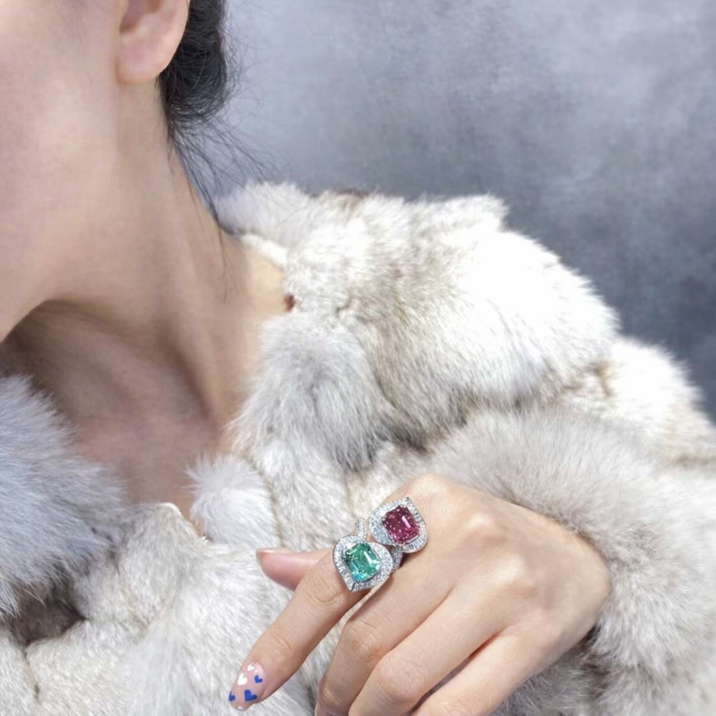 Bulk Designer Twin Stone Teardrop Wrap Silver CZ Copper Cocktail Ring