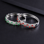 Bulk Green Red Designer Style Silver CZ Anti Tarnish Brass Cuff & Kada