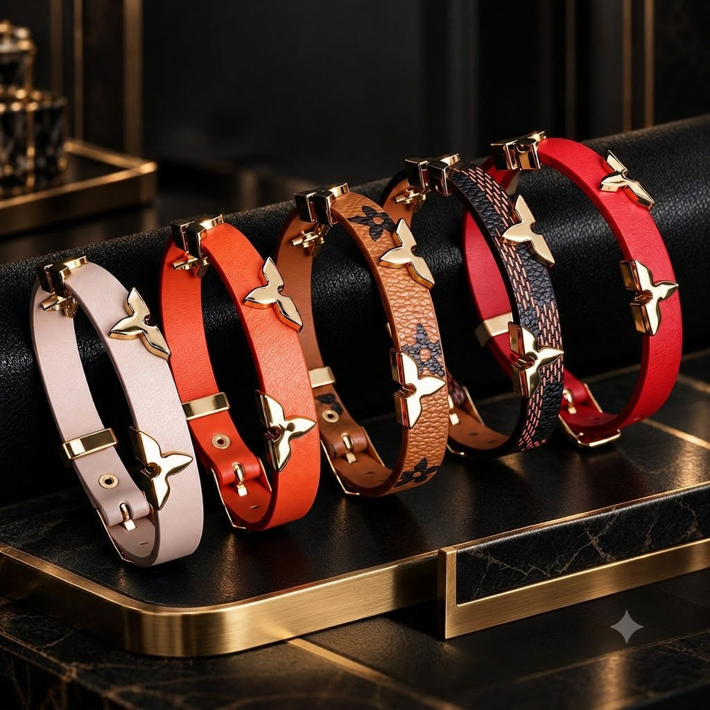 Multi Color Star Charm Gold Plated Adjustable Leather Belt Bracelet Bulk