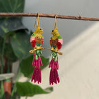 Multi Color Parrot Gold Enamel Dangler Earrings For Women Bulk