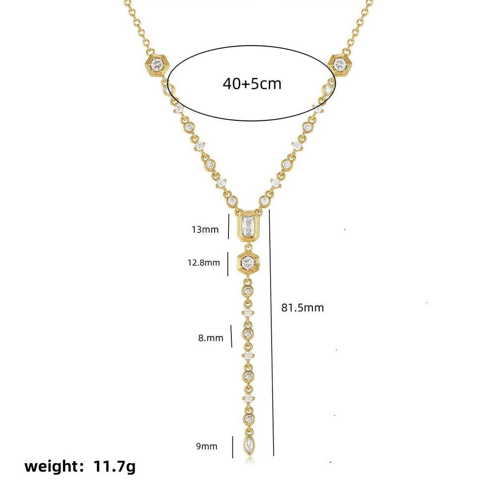 Simple Solitaire CZ 18K Gold Anti Tarnish Y Necklace Chain Bulk