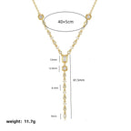 Simple Solitaire CZ 18K Gold Anti Tarnish Y Necklace Chain Bulk