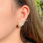 Stylish Glossy 18K Gold White Anti Tarnish Stud Ear Cuff Earring Bulk