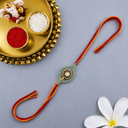 Designer Evil Eye Gold Plated Blue Black CZ Red Orange Thread Rakhi For Men