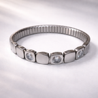 Wholesale Stretchable Square Design Silver CZ Stainless Steel Bracelet