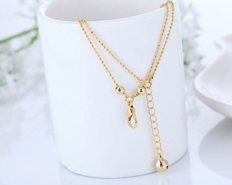 Elegant Gold Plated Triple Heart Charm Beaded Chain Anklets Wholesale
