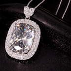 Premium Emerald Shape Silver CZ Anti Tarnish Copper Pendant Chain Bulk