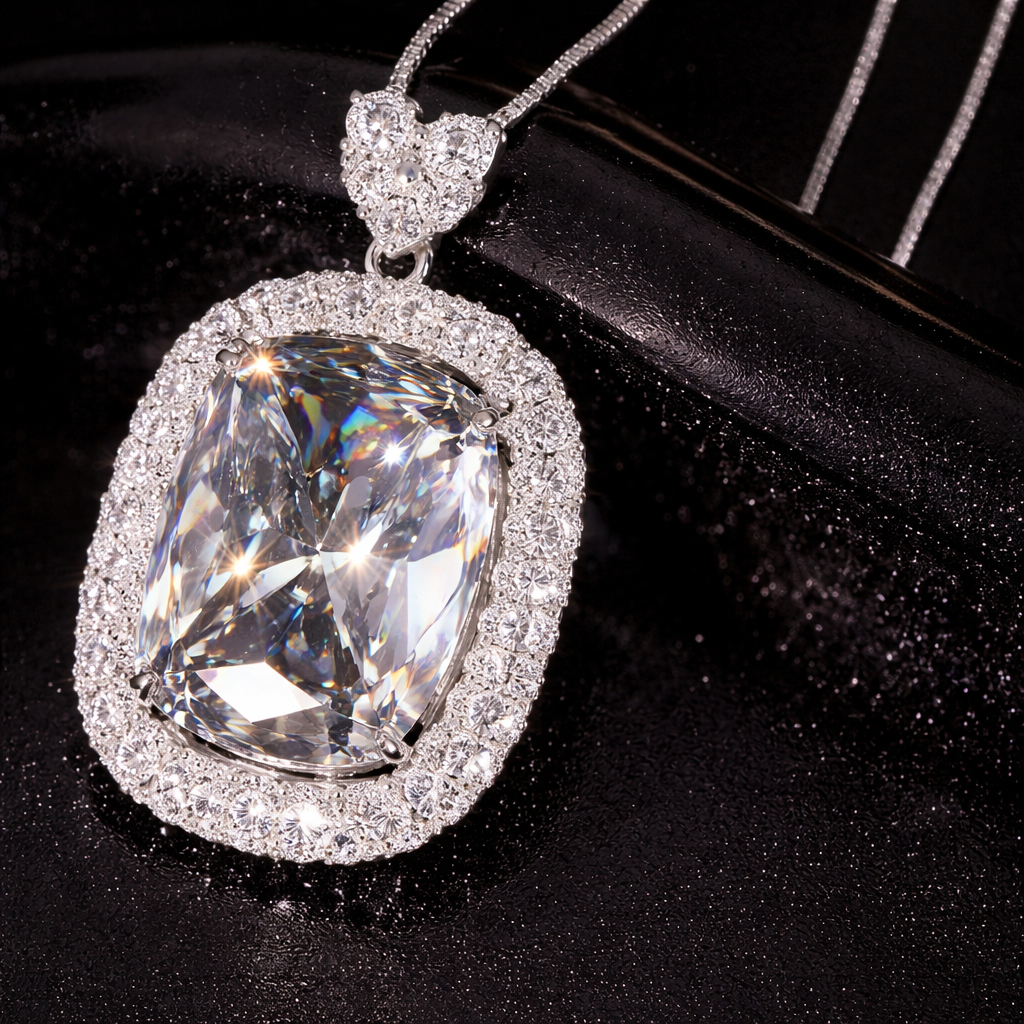 Premium Emerald Shape Silver CZ Anti Tarnish Copper Pendant Chain Bulk