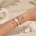 Minimal Beach Style Starfish & Cowrie Shell Gold Beads Bracelet Bulk