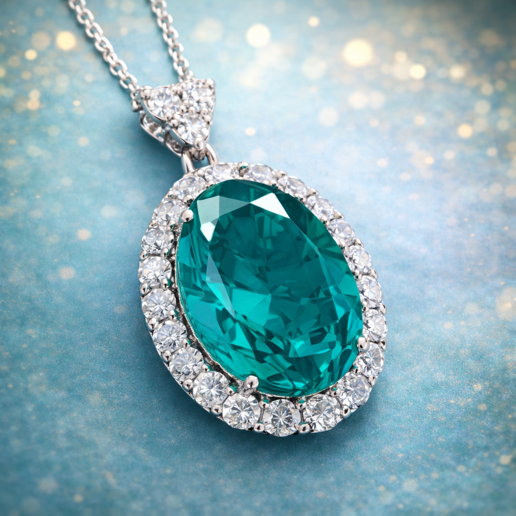 Vintage-Inspired Oval Silver CZ Anti Tarnish Copper Pendant Chain Bulk