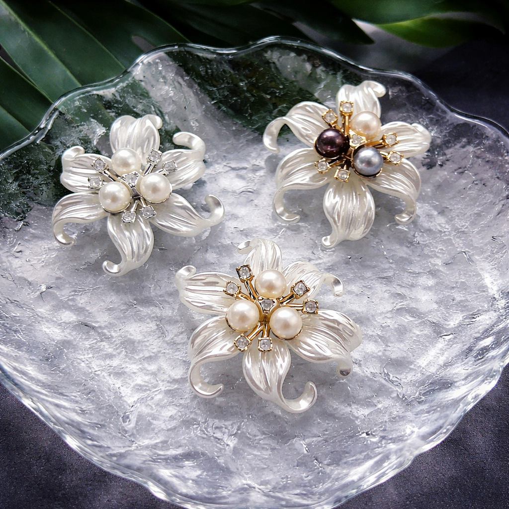 Bulk Multi Color Classic Floral Gold Silver Pearl Brass Button Cover