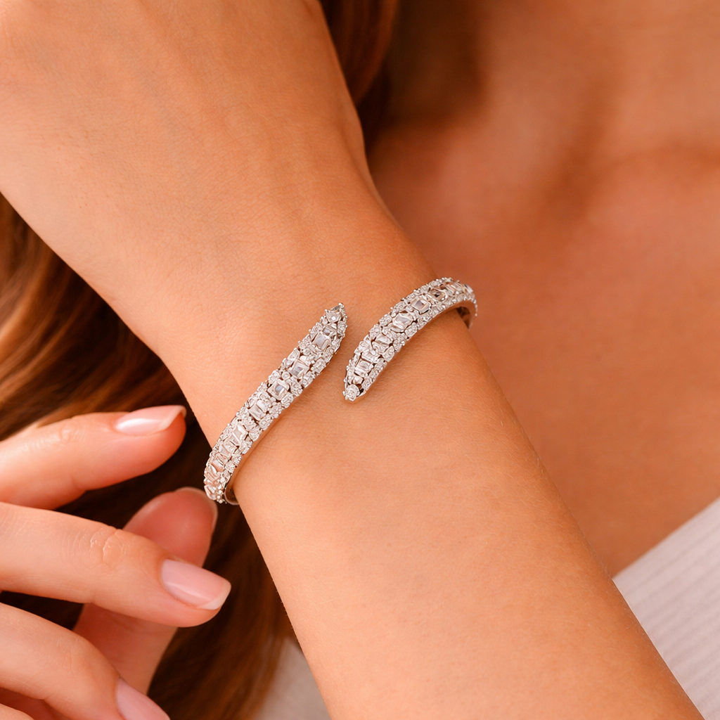 Designer Baguette & Marquise Gold Silver CZ Copper Cuff & Kada Bulk Main image