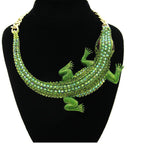 Big Crocodile 18K Gold Green Anti Tarnish Collar Necklace Bulk
