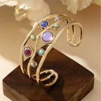 Bulk Multi Color Wave Gold Plated CZ Anti Tarnish Copper Cuff & Kada