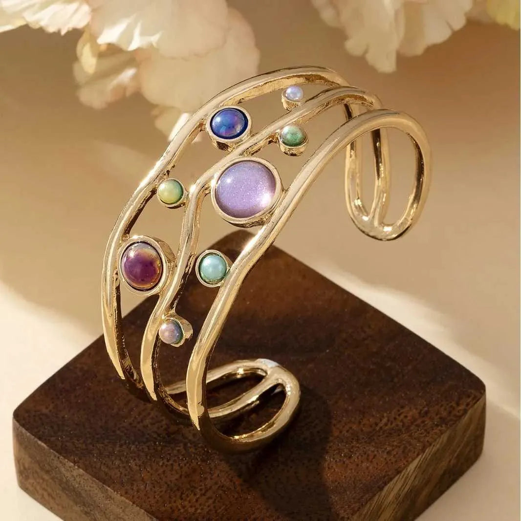 Bulk Multi Color Wave Gold Plated CZ Anti Tarnish Copper Cuff & Kada