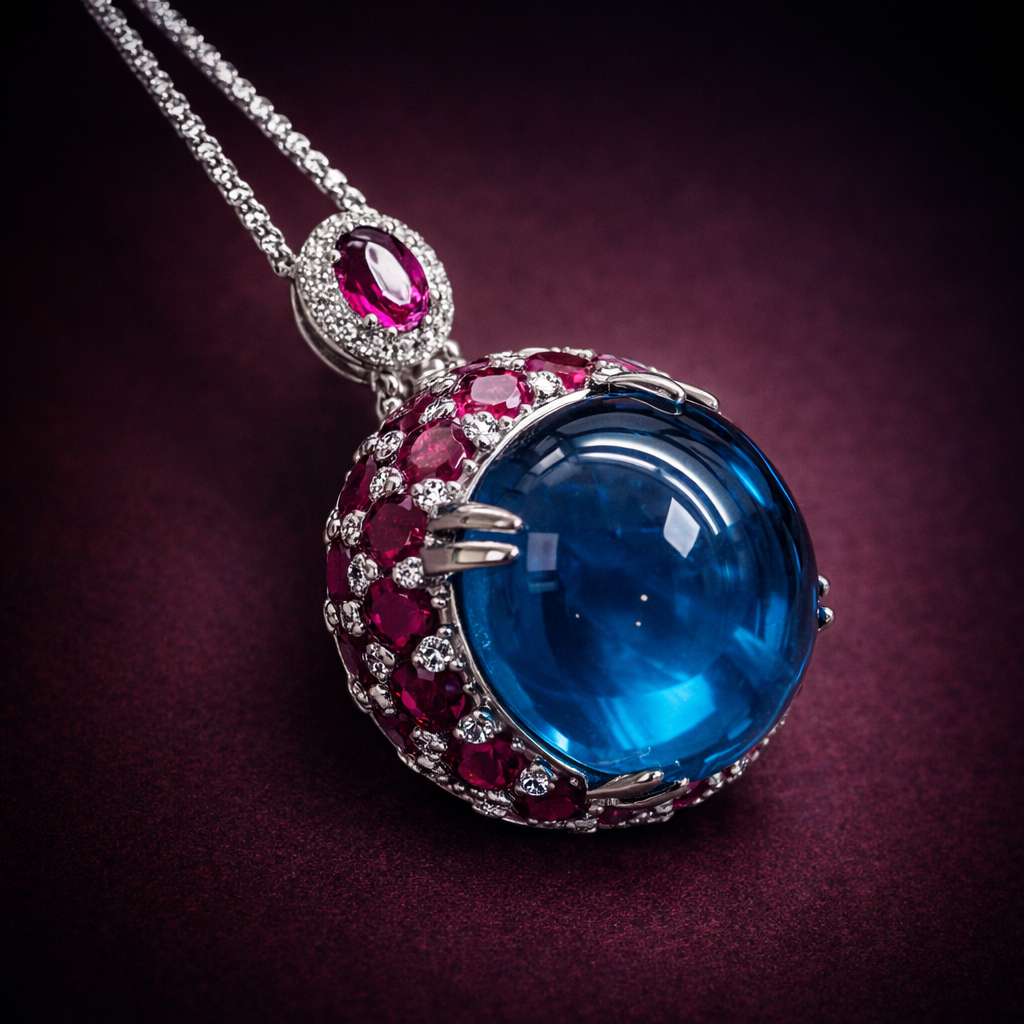 Red Blue Royal Designer Silver CZ Anti Tarnish Copper Pendant Wholesale