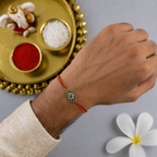 Designer Evil Eye CZ Turquoise Enamel Red Orange Thread Rakhi Wholesale