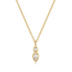 Dual Drop Solitaire CZ Gold Anti Tarnish Necklace Pendant Chain Bulk