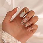 Oval 18K Gold CZ Anti Tarnish Exquisite Open Free Size Nail Ring Bulk