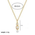Dual Drop Solitaire CZ Gold Anti Tarnish Necklace Pendant Chain Bulk