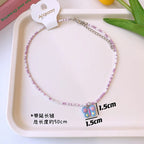 Blue Butterfly White Grey Beaded Silver Charm Necklace Women Kids Bulk