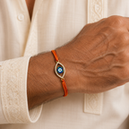 Multi Color Evil Eye Gold CZ Red Orange Thread Rakhi For Men Bulk