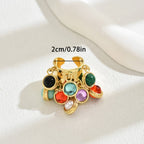 Hanging Charm Green Gold Anti Tarnish Free Size Band Ring Women Bulk