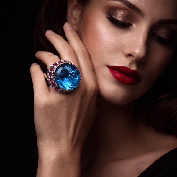 Royal Designer Silver CZ Copper Anti Tarnish Cocktail Ring Wholesale Main image