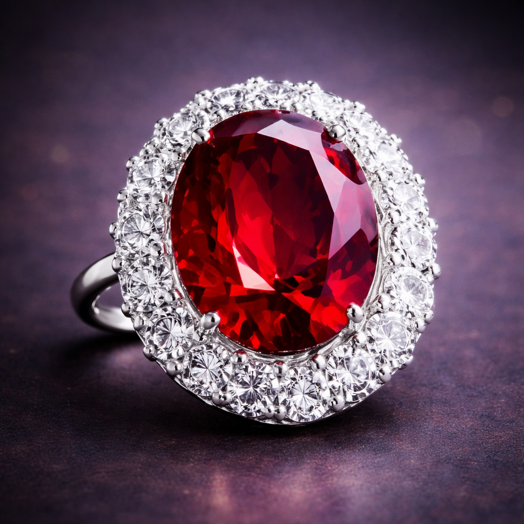 Luxury Royal Oval Cut Silver CZ Copper Anti Tarnish Cocktail Ring Bulk